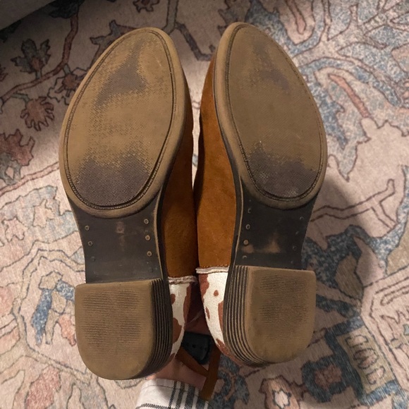 True Craft Ankle Boots with Cow Print Western Booties Stacked Heel Neutral - Picture 6 of 9